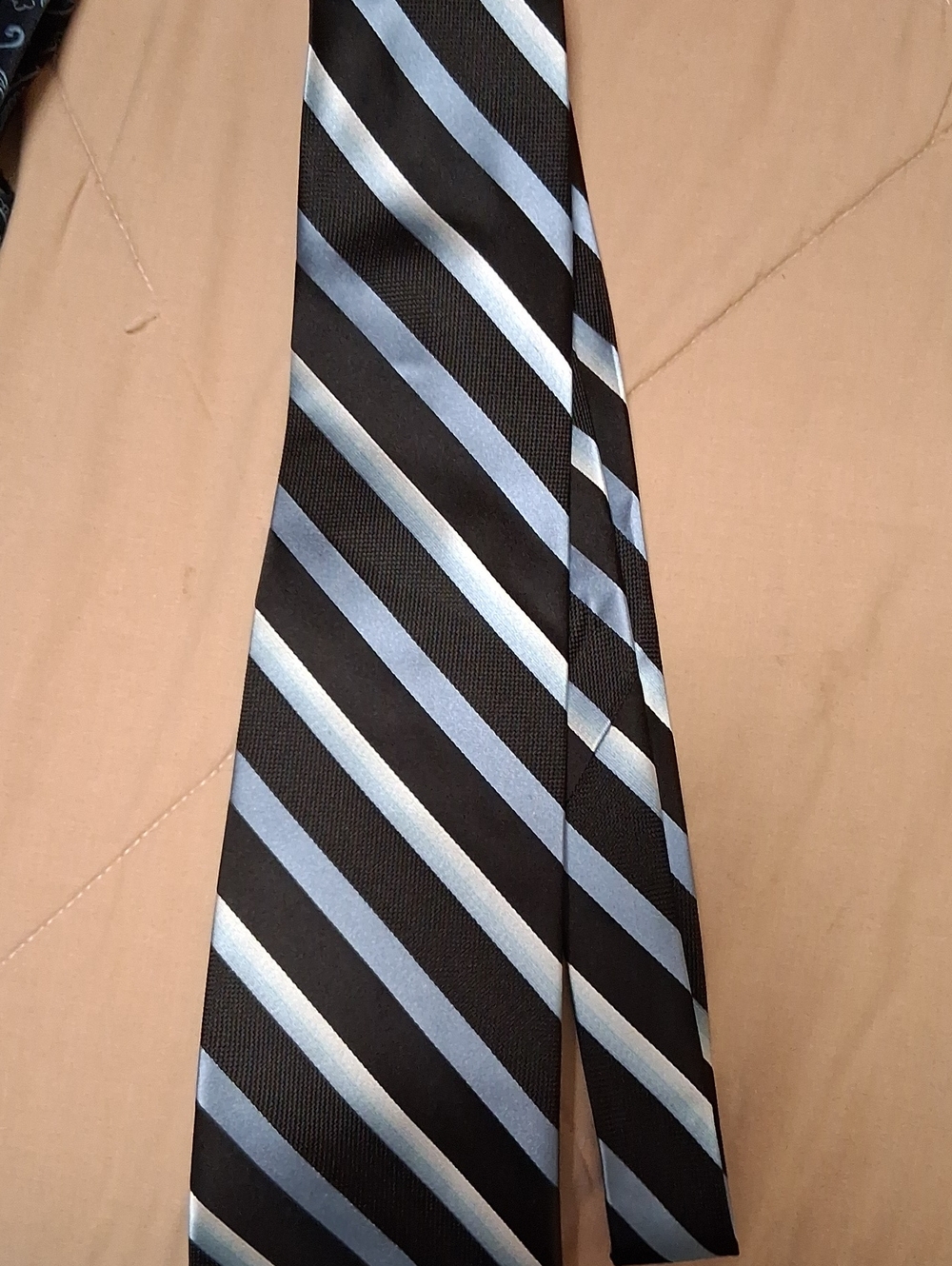 Black Tie with Blue Diagonal Stripes — Men's Neckwear